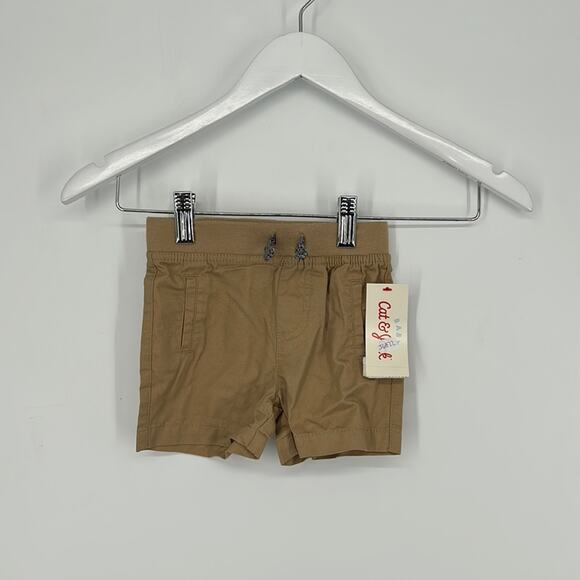 Cat & Jack Baby Boys' Pull-On Twill Drawstring Chino Shorts Tan 12M NWT - Picture 3 of 5